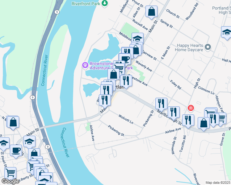 map of restaurants, bars, coffee shops, grocery stores, and more near in Portland