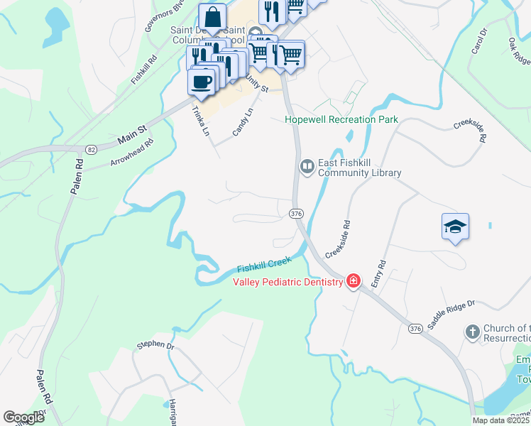 map of restaurants, bars, coffee shops, grocery stores, and more near 345 New York 376 in Hopewell Junction