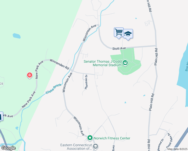 map of restaurants, bars, coffee shops, grocery stores, and more near 298 Vergason Avenue in Norwich