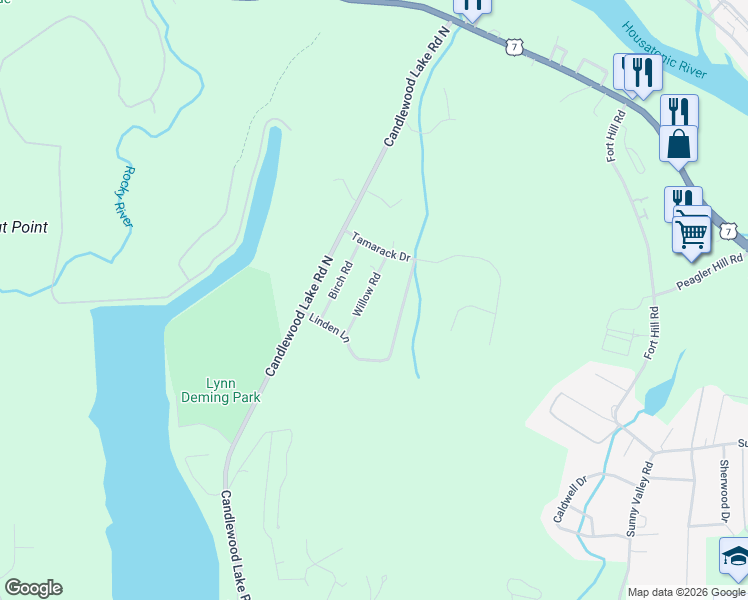 map of restaurants, bars, coffee shops, grocery stores, and more near 15 Willow Road in New Milford