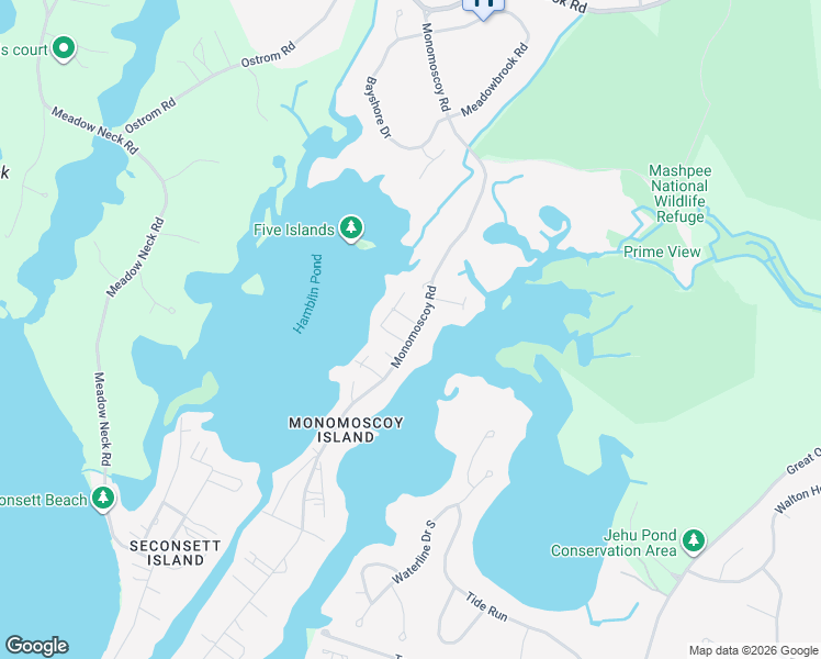 map of restaurants, bars, coffee shops, grocery stores, and more near 203 Monomoscoy Road in Mashpee