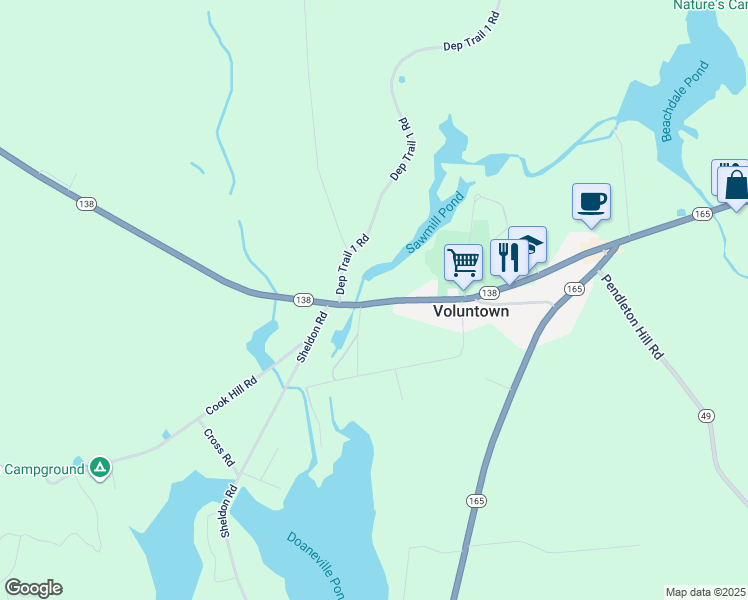 map of restaurants, bars, coffee shops, grocery stores, and more near 30 Main Street in Voluntown