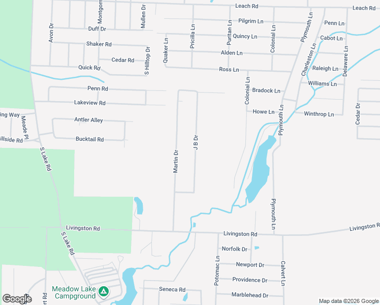 map of restaurants, bars, coffee shops, grocery stores, and more near J B Drive in Jamestown