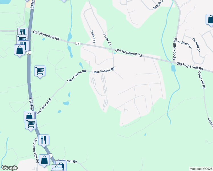 map of restaurants, bars, coffee shops, grocery stores, and more near 23 Scarborough Lane in Wappingers Falls