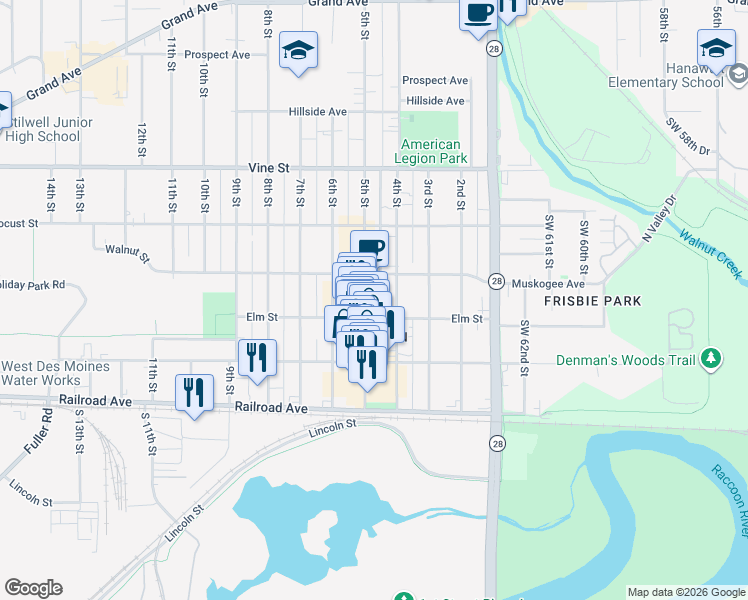 map of restaurants, bars, coffee shops, grocery stores, and more near 300 4th Street in West Des Moines