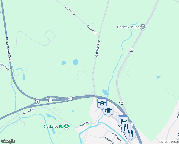 map of restaurants, bars, coffee shops, grocery stores, and more near 300-540 State Route 1017 in Factoryville