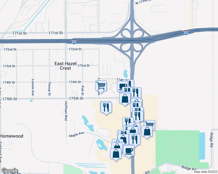 map of restaurants, bars, coffee shops, grocery stores, and more near 935 Garden Lane in Homewood