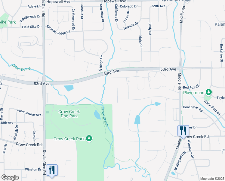 map of restaurants, bars, coffee shops, grocery stores, and more near 3939 53rd Ave in Bettendorf