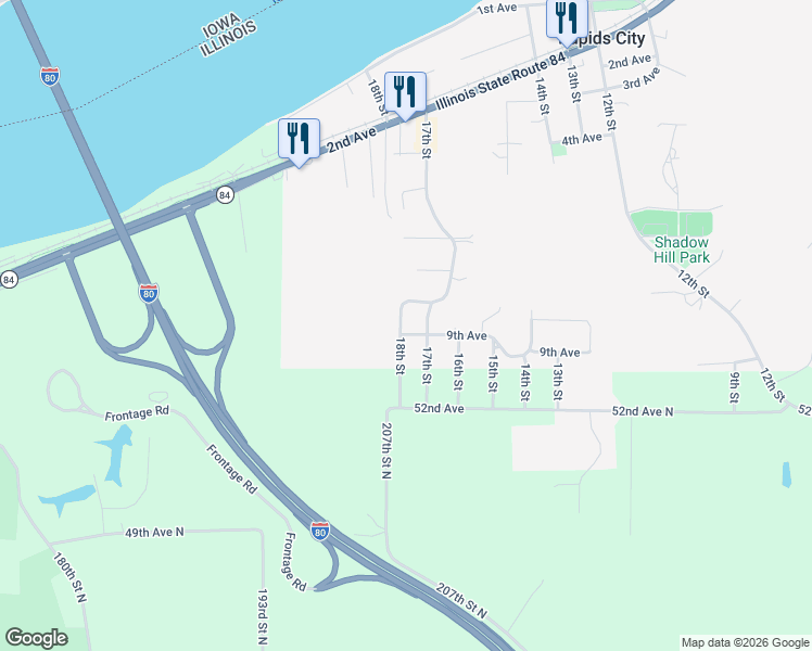 map of restaurants, bars, coffee shops, grocery stores, and more near 904 18th St in Port Byron