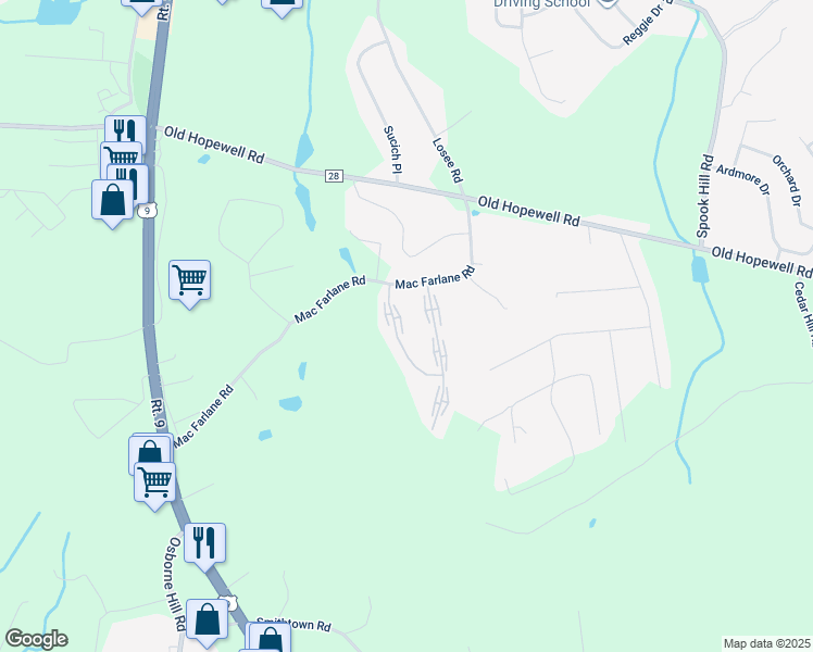 map of restaurants, bars, coffee shops, grocery stores, and more near 8 Scarborough Lane in Wappingers Falls