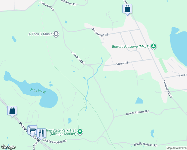 map of restaurants, bars, coffee shops, grocery stores, and more near 13 Maple Road in Portland
