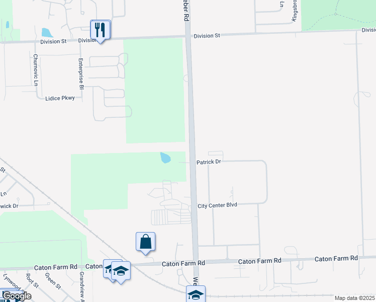 map of restaurants, bars, coffee shops, grocery stores, and more near 17062 Weber Road in Lockport