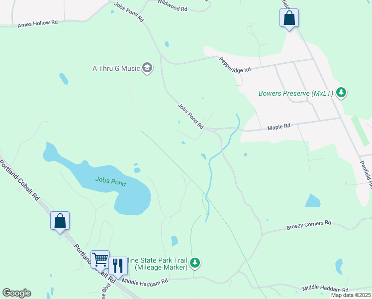 map of restaurants, bars, coffee shops, grocery stores, and more near 116 Jobs Pond Road in Portland