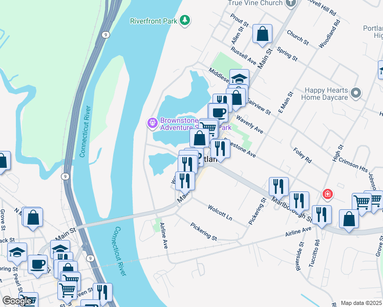 map of restaurants, bars, coffee shops, grocery stores, and more near 15 Silver Street in Portland