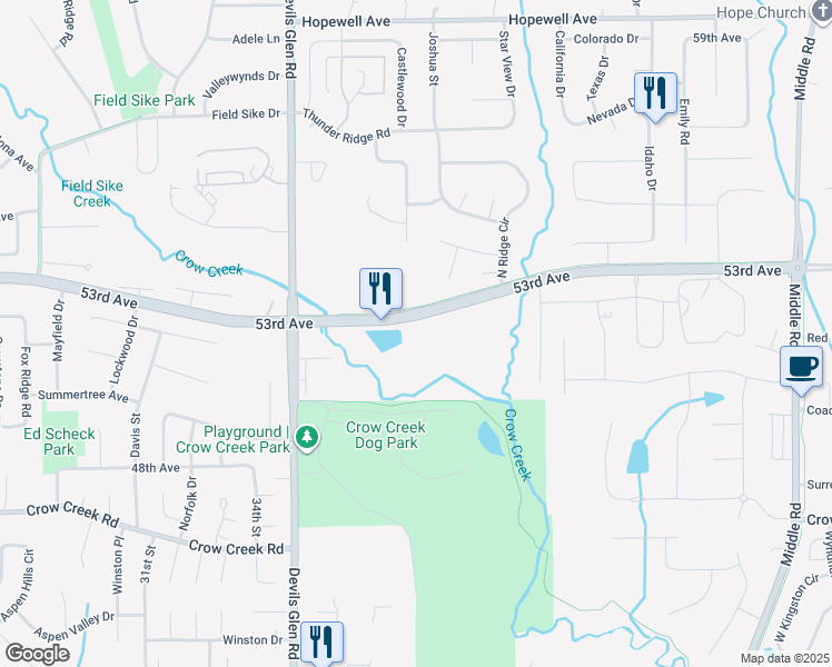 map of restaurants, bars, coffee shops, grocery stores, and more near 3717 53rd Avenue in Bettendorf