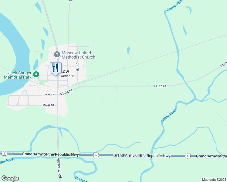 map of restaurants, bars, coffee shops, grocery stores, and more near 2522 112th Street in Moscow
