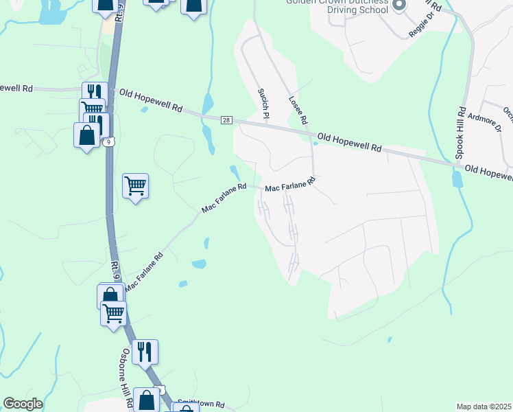 map of restaurants, bars, coffee shops, grocery stores, and more near 6 Carnaby Street in Wappingers Falls