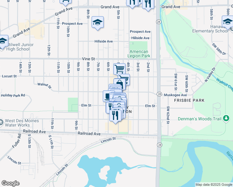 map of restaurants, bars, coffee shops, grocery stores, and more near 400 5th Street in West Des Moines