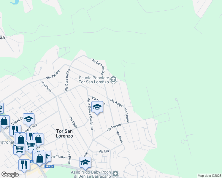 map of restaurants, bars, coffee shops, grocery stores, and more near 49 Via Metauro in Marina di Ardea