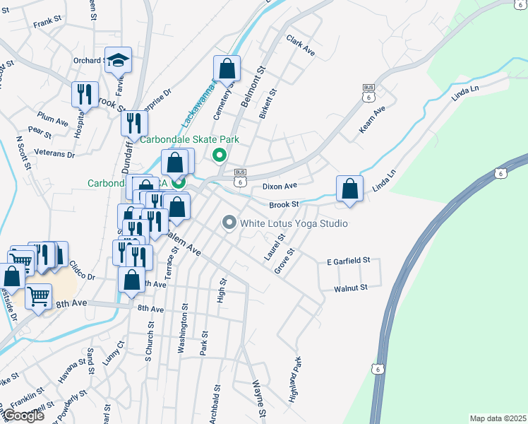 map of restaurants, bars, coffee shops, grocery stores, and more near 19 Darte Avenue in Carbondale