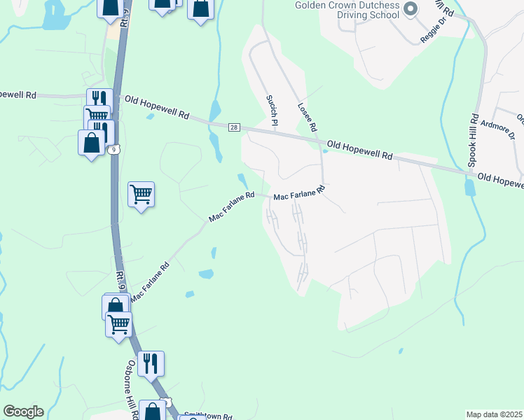 map of restaurants, bars, coffee shops, grocery stores, and more near 6 Carnaby Street in Wappingers Falls