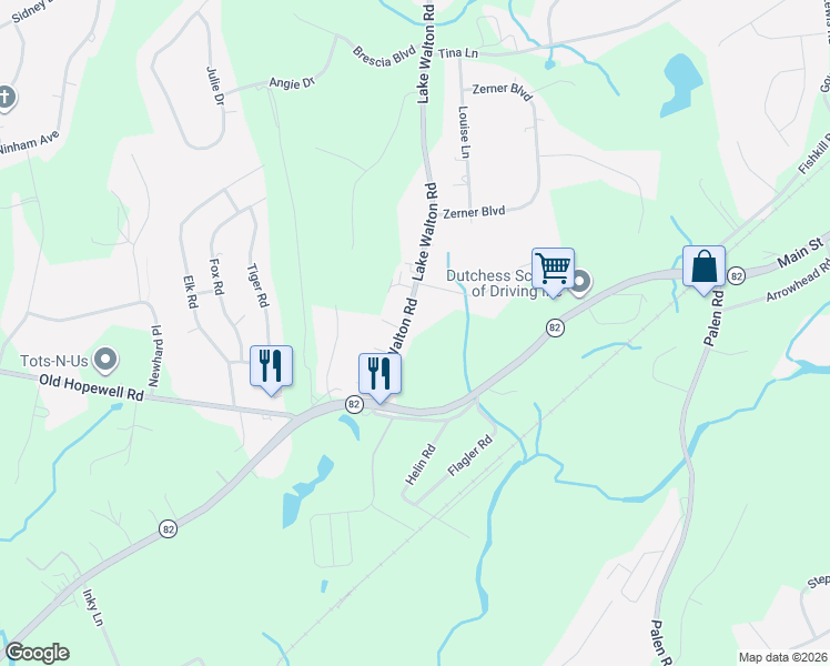 map of restaurants, bars, coffee shops, grocery stores, and more near 235 Lake Walton Road in Hopewell Junction