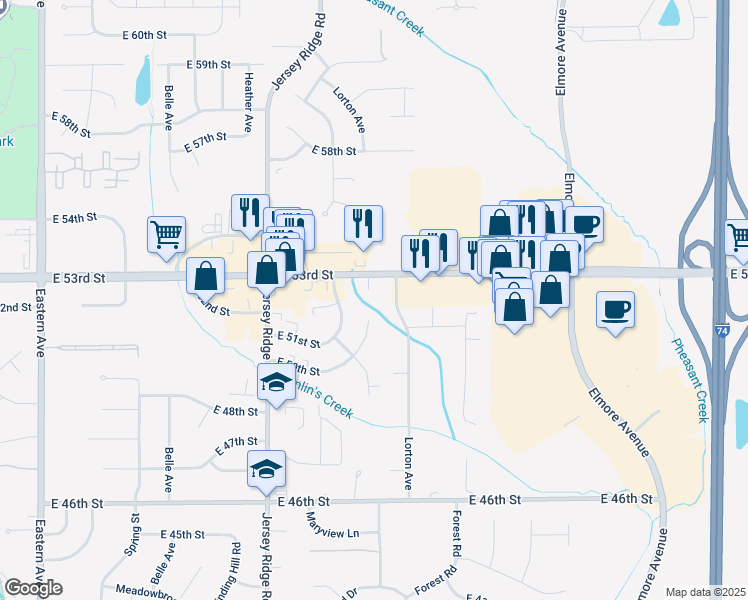 map of restaurants, bars, coffee shops, grocery stores, and more near 1 Friederichs Ct in Davenport