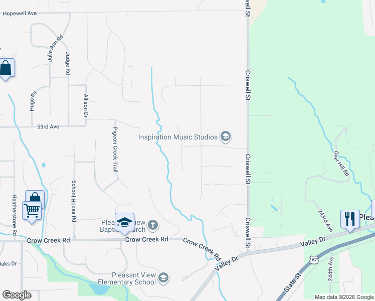 map of restaurants, bars, coffee shops, grocery stores, and more near Woody Creek Lane in Bettendorf