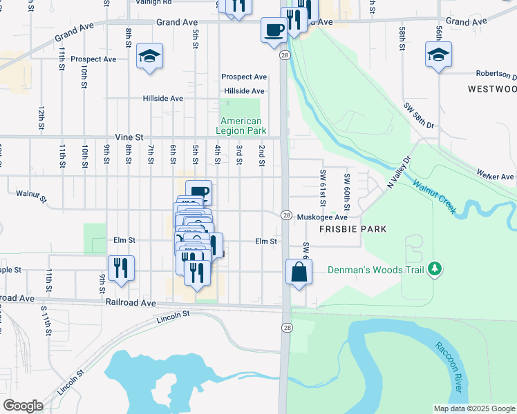 map of restaurants, bars, coffee shops, grocery stores, and more near 400 2nd Street in West Des Moines