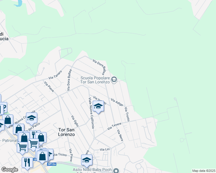 map of restaurants, bars, coffee shops, grocery stores, and more near 49 Via Metauro in Marina di Ardea