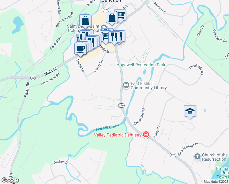 map of restaurants, bars, coffee shops, grocery stores, and more near 345 New York 376 in Hopewell Junction