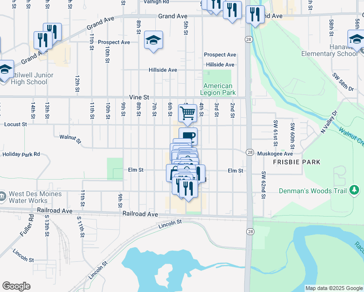 map of restaurants, bars, coffee shops, grocery stores, and more near 400 5th Street in West Des Moines