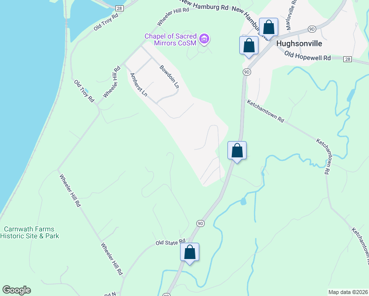 map of restaurants, bars, coffee shops, grocery stores, and more near 22 Alpine Drive in Wappingers Falls