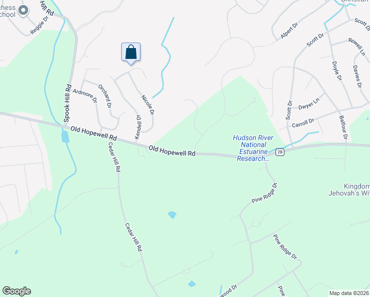 map of restaurants, bars, coffee shops, grocery stores, and more near 349 Old Hopewell Road in Wappingers Falls