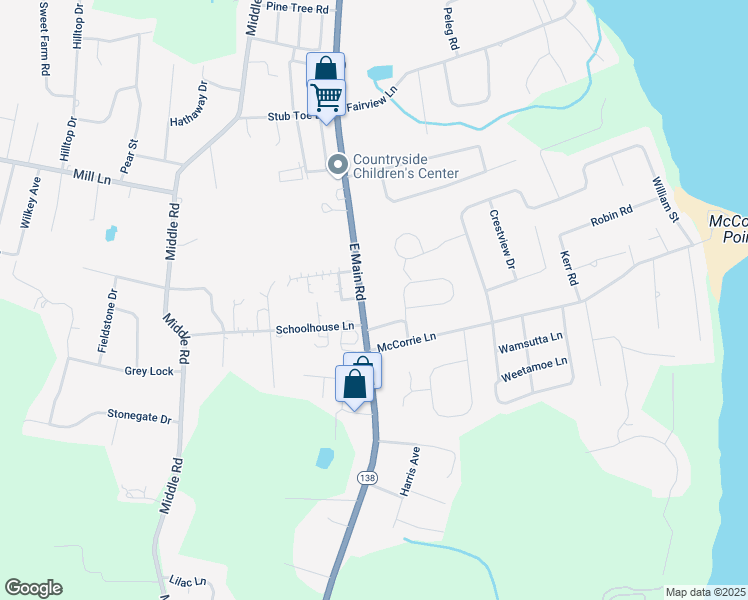 map of restaurants, bars, coffee shops, grocery stores, and more near 1512 East Main Road in Portsmouth