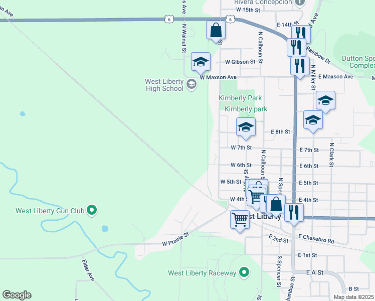 map of restaurants, bars, coffee shops, grocery stores, and more near in West Liberty
