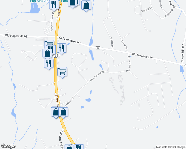map of restaurants, bars, coffee shops, grocery stores, and more near 41 Mac Farlane Road in Wappingers Falls