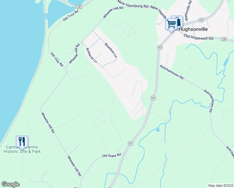 map of restaurants, bars, coffee shops, grocery stores, and more near 19 Alpine Drive in Wappingers Falls