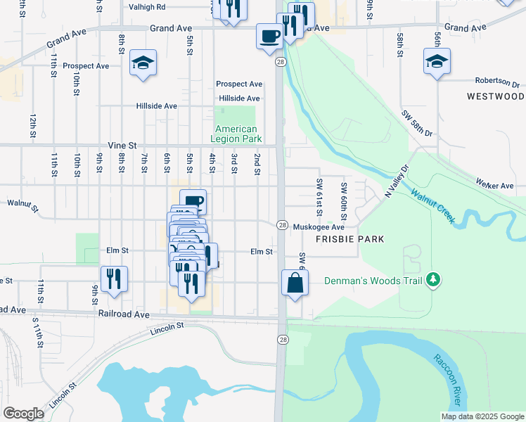 map of restaurants, bars, coffee shops, grocery stores, and more near 400 2nd Street in West Des Moines