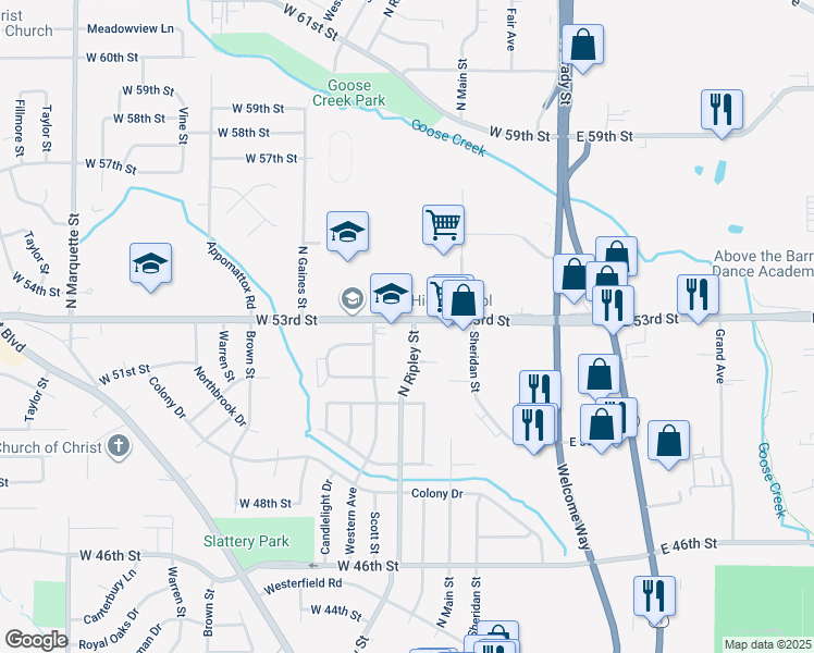 map of restaurants, bars, coffee shops, grocery stores, and more near 5240 North Ripley Street in Davenport