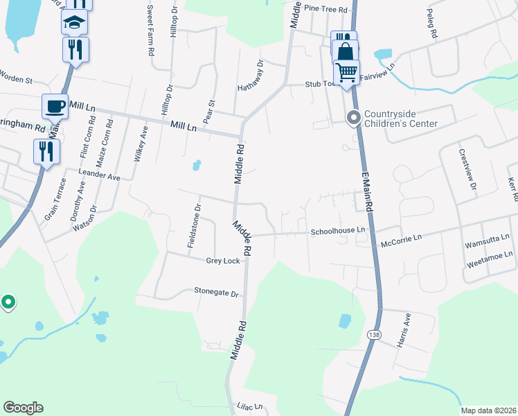 map of restaurants, bars, coffee shops, grocery stores, and more near 90 Randolph Way in Portsmouth