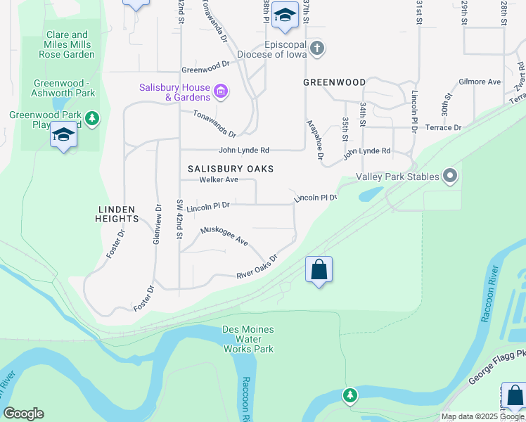 map of restaurants, bars, coffee shops, grocery stores, and more near 3803 Brentwood Drive in Des Moines