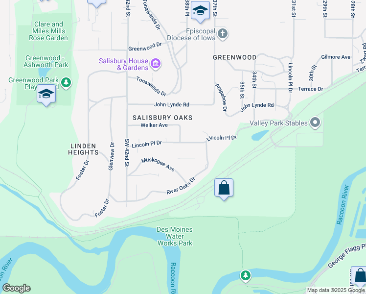 map of restaurants, bars, coffee shops, grocery stores, and more near 3803 Brentwood Drive in Des Moines