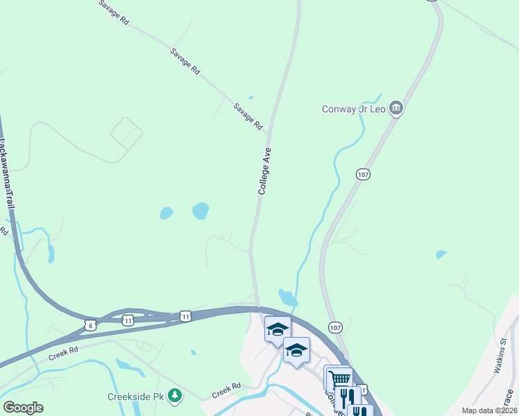map of restaurants, bars, coffee shops, grocery stores, and more near 540 State Route 1017 in Factoryville
