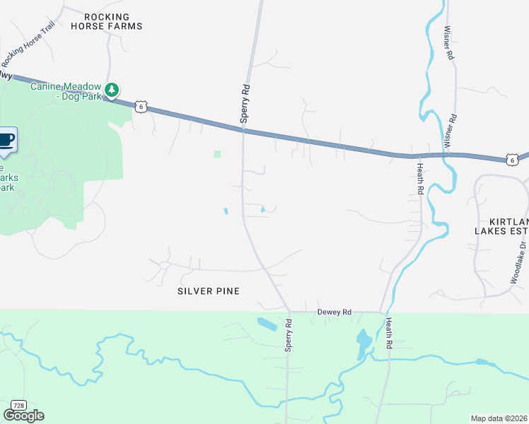 map of restaurants, bars, coffee shops, grocery stores, and more near 10901 Sperry Road in Kirtland