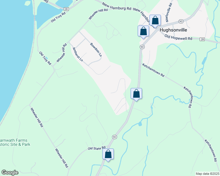 map of restaurants, bars, coffee shops, grocery stores, and more near 22 Alpine Drive in Wappingers Falls