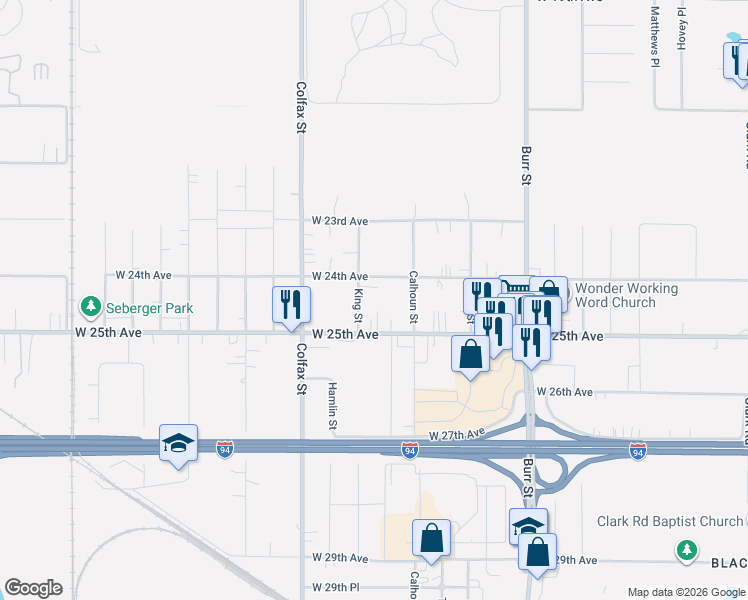 map of restaurants, bars, coffee shops, grocery stores, and more near 5902 W 25th Ave in Gary