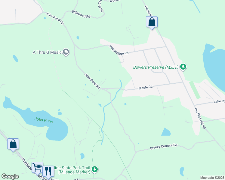 map of restaurants, bars, coffee shops, grocery stores, and more near 13 Maple Road in Portland