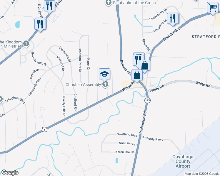 map of restaurants, bars, coffee shops, grocery stores, and more near 1940 Skyline Drive in Richmond Heights