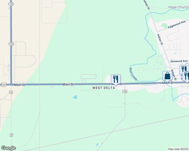 map of restaurants, bars, coffee shops, grocery stores, and more near 450 West Main Street in Delta